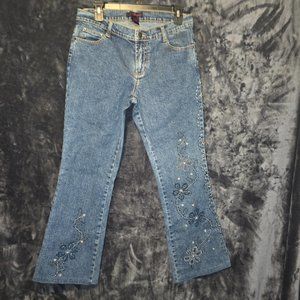 70's Looking Willi Smith Embordered, sequins & Beaded Jeans Size 8